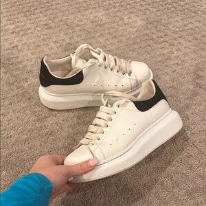 Alexander McQueen White and Black Platform Sneakers in Size 37